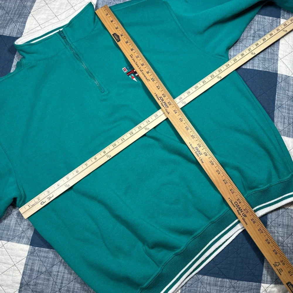 Vintage Carnival Cruise Line Quarter Zip Sweatshirt Teal Green L/XL Pullover
